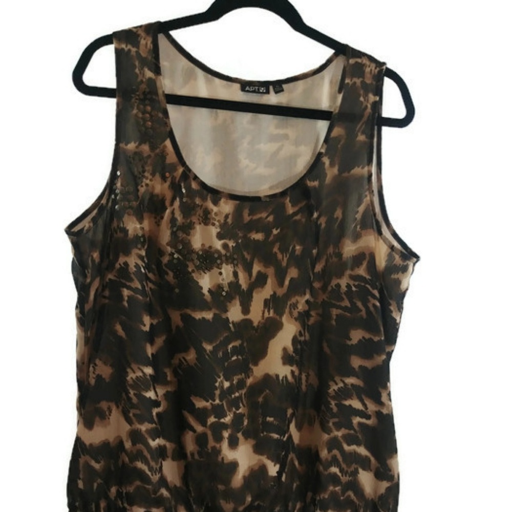 Apt 9 Brown & Tan Womens XL Sequined Tank Top